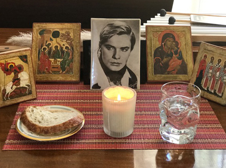 The 40th day: candle, icons and his photograph